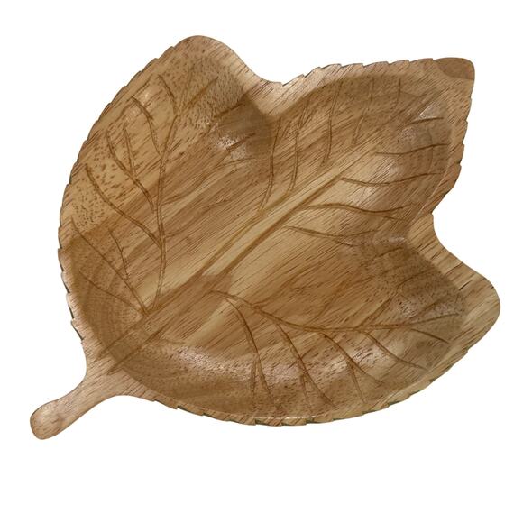 Vintage 1999 Clay Art Wooden Leaf Tray Hand Painted Avocado Green 9.5” x 7” - Picture 1 of 5